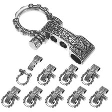 10-Pack Paracord Bracelet Shackle Buckle Pattern Type Silver, Round Head