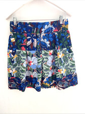 Anthropologie MAEVE Floral Print Pleated Skirt Elastic Waist Pockets Size 8