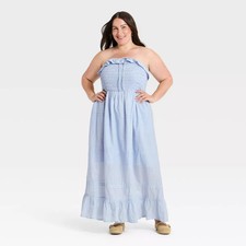 Women Cotton Maxi Pullover Sundress - Universal Thread Blue XXL