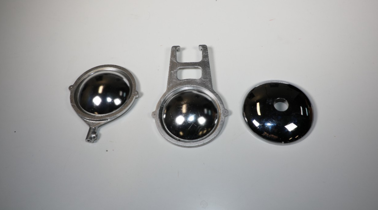 light reflector, lot of 3, circular, chrome