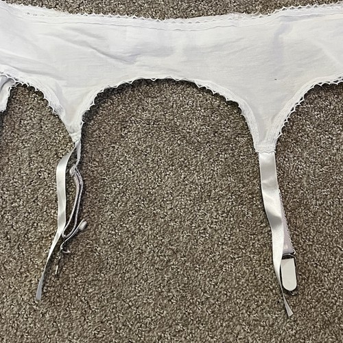 Vintage National Strumpfgürtel weiß Baumwolle Gr. 42 Flirty sexy feminin Pin Up - Bild 3 von 10