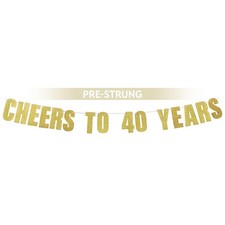 Pre-Strung 40th Birthday Banner - Cheers to 40 Years Birthday Decorations, Ov...