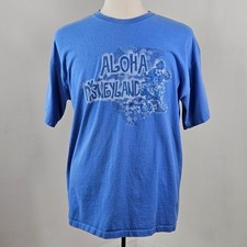 Disneyland Resort VTG Aloha Tropical Hawaiian Mickey Blue T-Shirt Men's XL