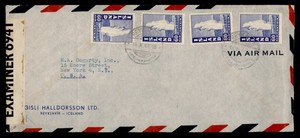DR WHO 1943 ICELAND REYKJAVIK AIRMAIL TO USA WWII CENSORED R72170