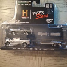 Greenlight Ford F-150 Pick-up 2015 With Trailer + Ford Shelby Mustang Cabriolet 1968 Pawn Stars 1:64 31130B