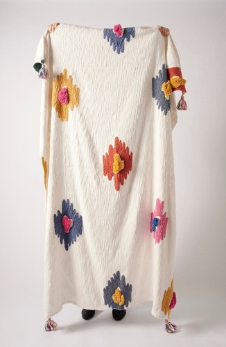 Anthropologie Home Dal Tufted Throw Blanket, 50"x70" NWT $140