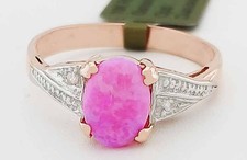 GENUINE 1.03 Cts OPAL & DIAMONDS RING 10K ROSE GOLD - Free Certificate Appraisal