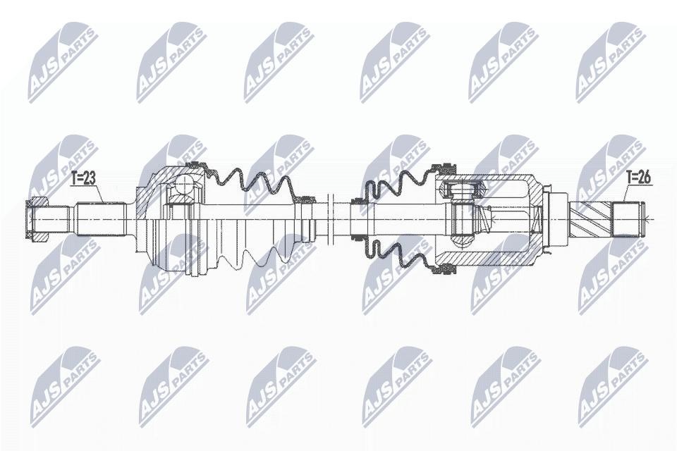 NTY Drive Shaft NPW-RE-172 For Dacia Front Axle Right 898 mm 26/23 Splines