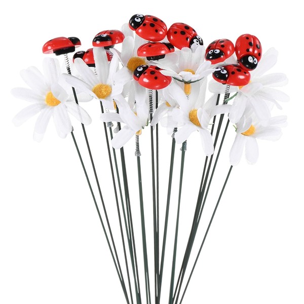 Paquete de 20 estacas para decoración de jardín Daisy Ladybug, 11,8"" al aire libre [Daisy and Ladybug]