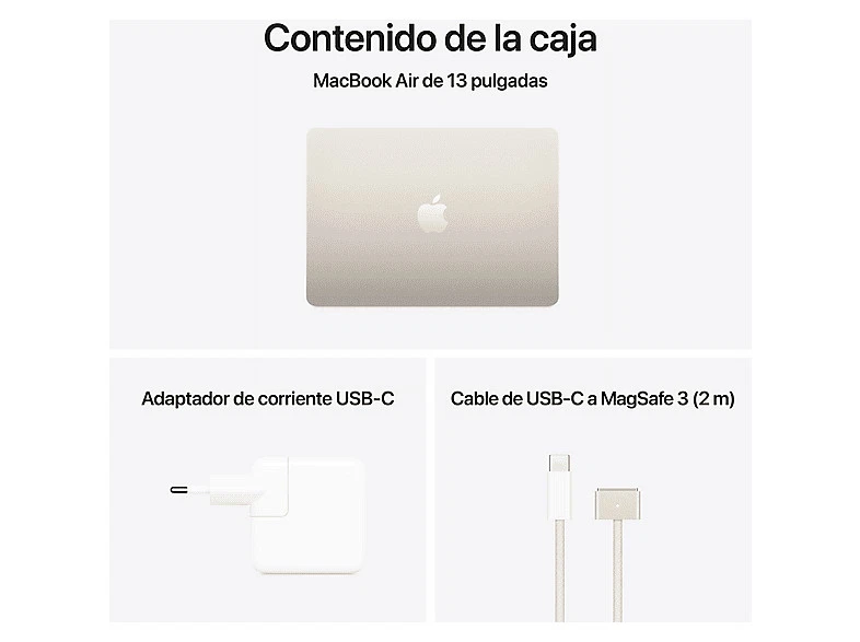 MacBook Air(2025)13.6" Retina,Chip M4 Apple,16 GB RAM,256GB SSD,Blanco Estrella - Imagen 3 de 4