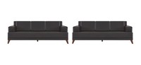 Ledersofas Modern Couch 3-Sitzer Schwarz Polster Kissen Leder Holz