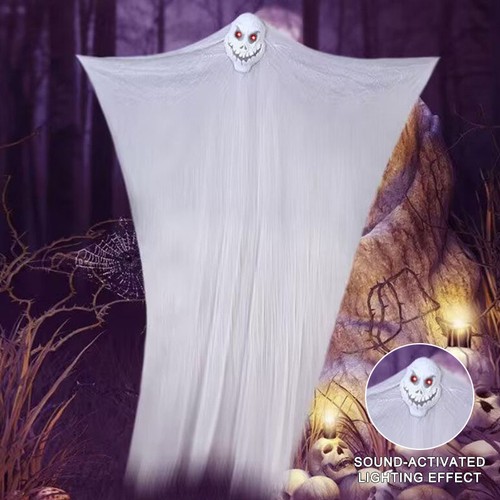Halloween Hanging Ghost Decor Ghost with Glowing Eyes and Scary Sound - Picture 11 of 14