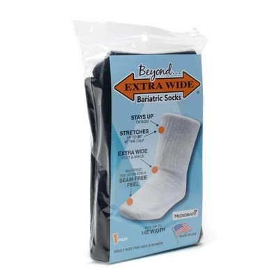Rose Health Care Beyond Extra Wide Bariatric Socks Black One Size up to 14E Widt