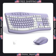 Wireless Keyboard and Mouse Combo Ergonomic Quiet Office Use