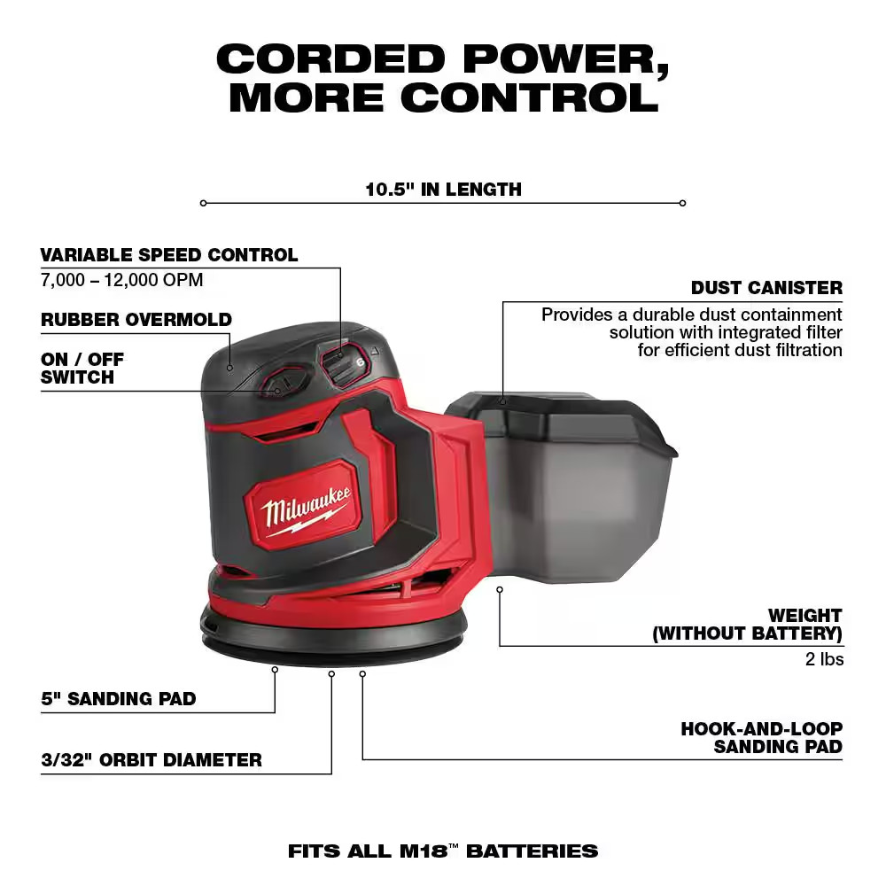 Brand new Milwaukee 2648-20 M18 Random Orbit Sander