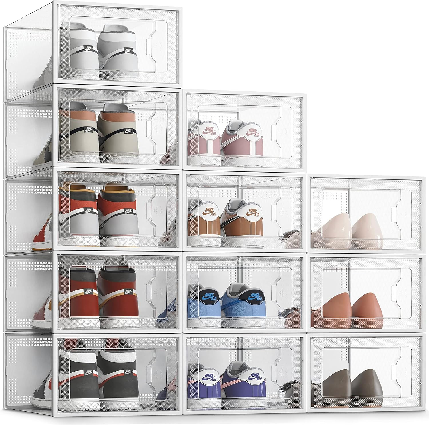 Box Sneaker Trasparenti 12 Pz XX-Large | Espositore Scarpe Impilabile