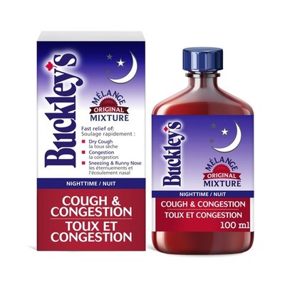 BUCKLEY'S Original 'Night Time' Cough Congestion Syrup 3.38 Fl Oz (Pack of 1) 