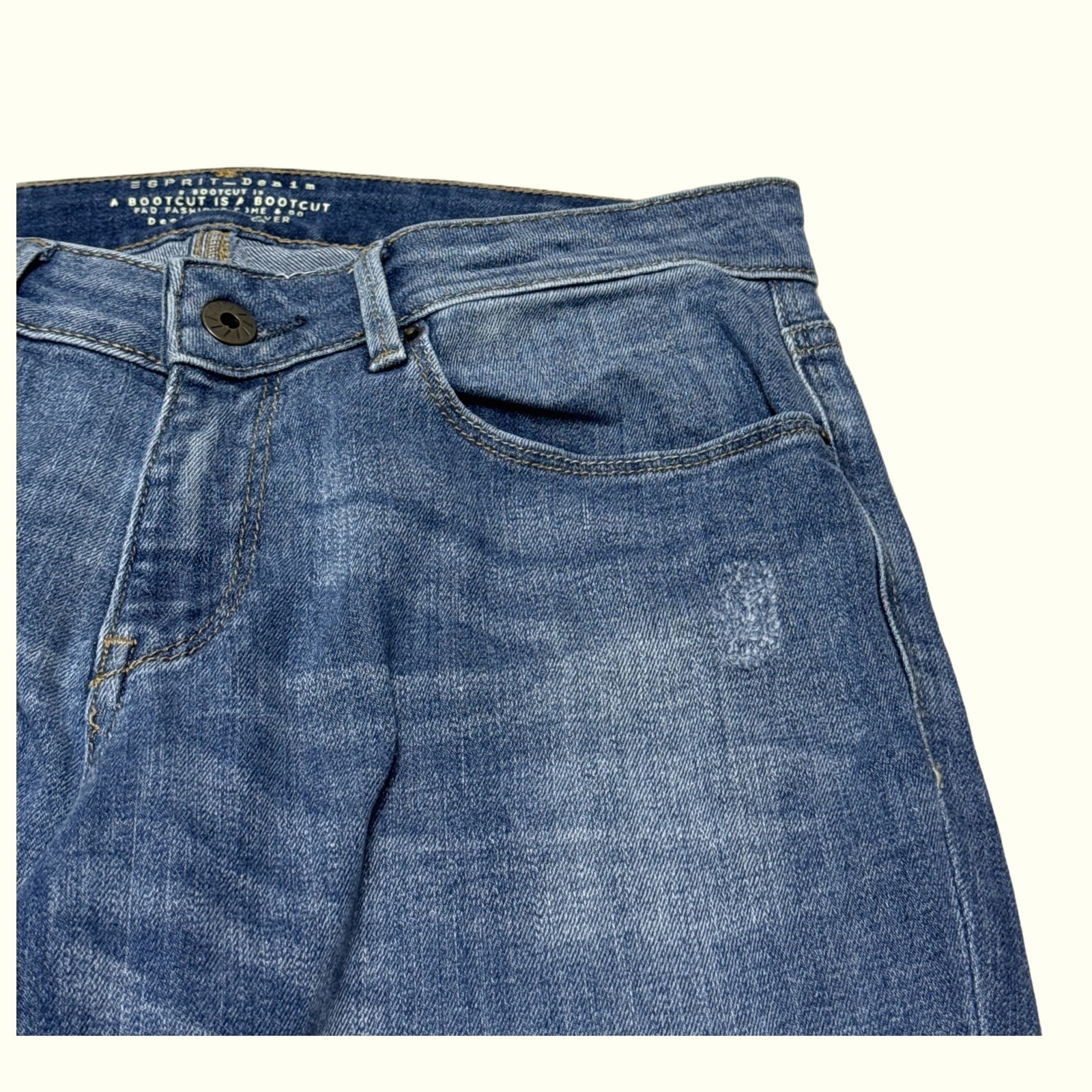 Jeans Femme Esprit W28 L34 Bleu Denim Bon État Bootcut Normal Uni Mi-taille image 4