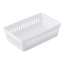 Plastic Bin Baskets for Organizing, White, Rectangle 10.5x6.5x2.5 pk/5
