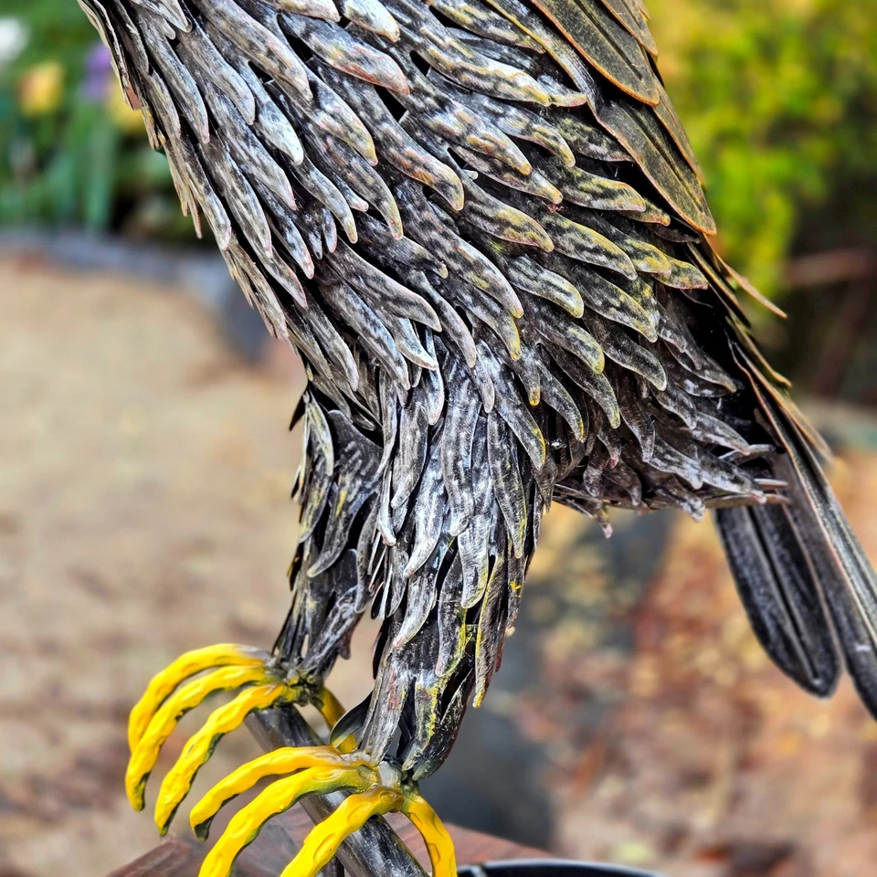 Escultura de jardín de águila calva de metal - decoración grande de patio al aire libre, patriótica americana Foto 4 de 4