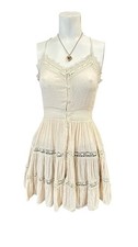 Nasty Girl COMBINATION KNIT DRESS WITH BACK VENT DETAIL sz 4 Ivory Coquette Mini