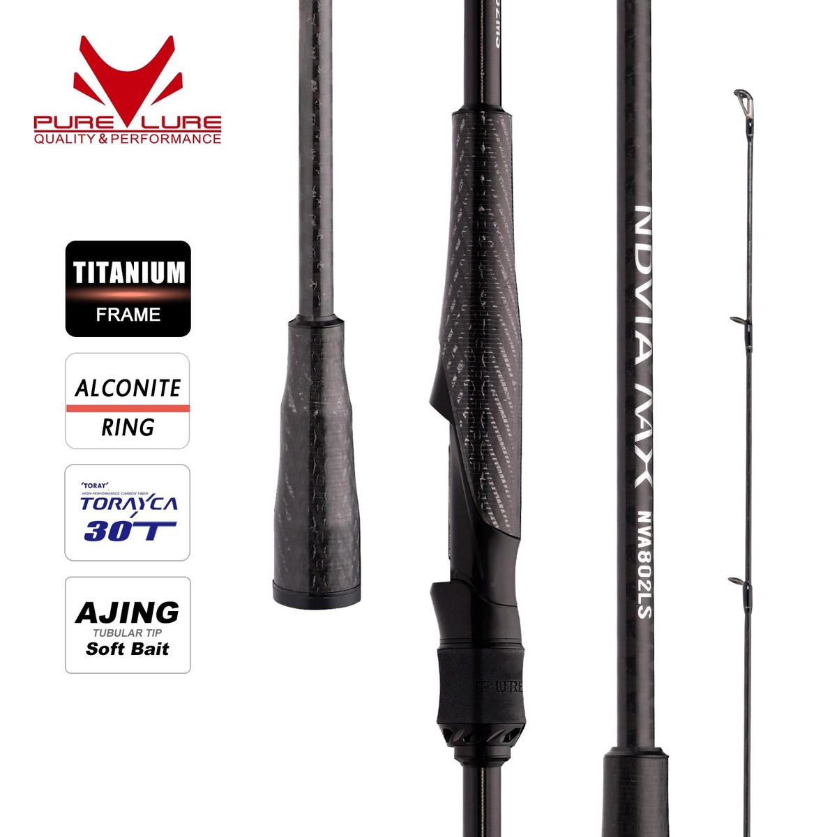 ロッド purelure ndvia max nva766mls PURELURE NDVIA MAX Ajing Eging Fishing Rod Shore Cast/Spin 2-Piece