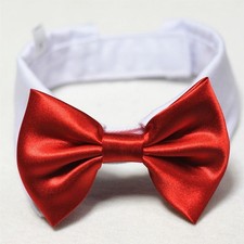 Dog Bow Tie Collar Black Satin White Tuxedo Formal Adjustable Pet Wedding Tie