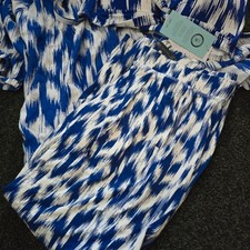 M&S womens beach outfit blue white pattern harem shorts bikini cover all size L