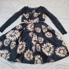 NWT Eliza J. Black Cream Floral HOCO Formal Dressy Occasion Party Sheer Dress 4