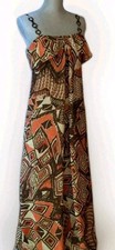 Nine West Brown/Orange Geometric Print Maxi Dress Size 12
