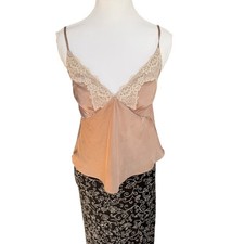 Abercrombie Fitch Womens Satin Lace Trim Camisole Y2K Top Taupe Small