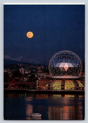 Expo 86 Vancouver Geodesic Dome Night View Postcard by Jurgen Vogt