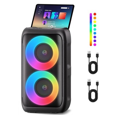 Musikbox Bluetooth Groß mit 2 Mikrofonen, tragbarer 3-in-1 Bluetooth