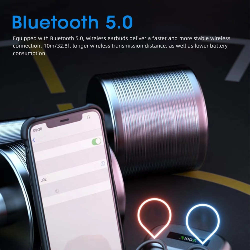 TWS Wireless Bluetooth Headphones Earphones Earbuds Ear Hook HiFi Bass Headset_voghion.com