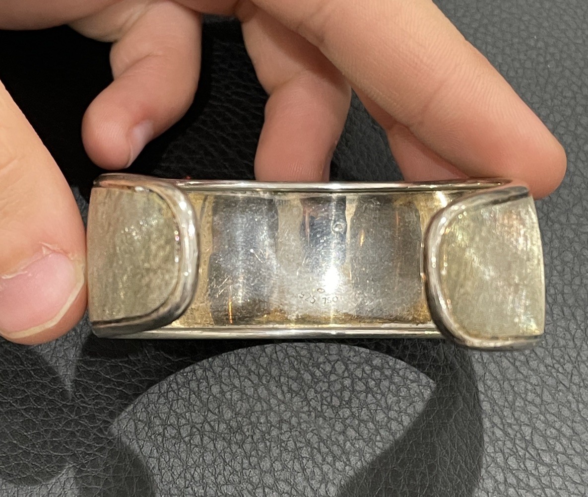 Cuff Bracelet Sterling Silver Solid 18K Gold Flow… - image 6