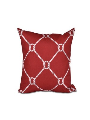 E BY DESIGN Ahoy! Red Patterned 16 x 16 in Decorative Pillow