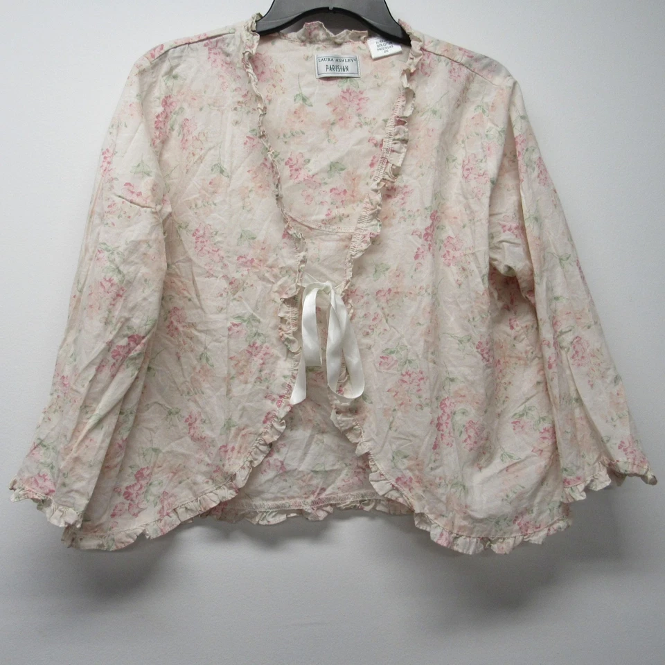 Vtg Laura Ashley Parisian Pink Floral Nightgown w/ Tie Jacket Set XL Cottagecore - Image 3 of 4