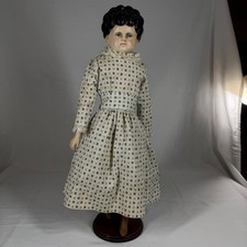 Antique 18" China Head Doll With Blue Eyes With Stand