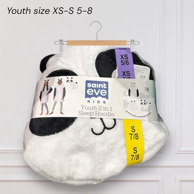 Saint Eve Kids Panda 2-in-1 Sleep Hoodie Pajama Oversized Fuzzy Blanket Youth