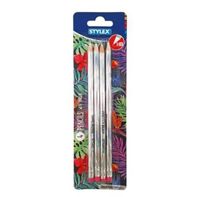 Stylex HB Pencil 4 Pieces Silver Break Resistant Components Rich Smooth Colors