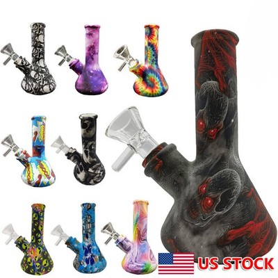 Silicone Hookah 5inch Smoking Water Pipe Bong Bubbler Shisha w/ 14mm Glass Bowl