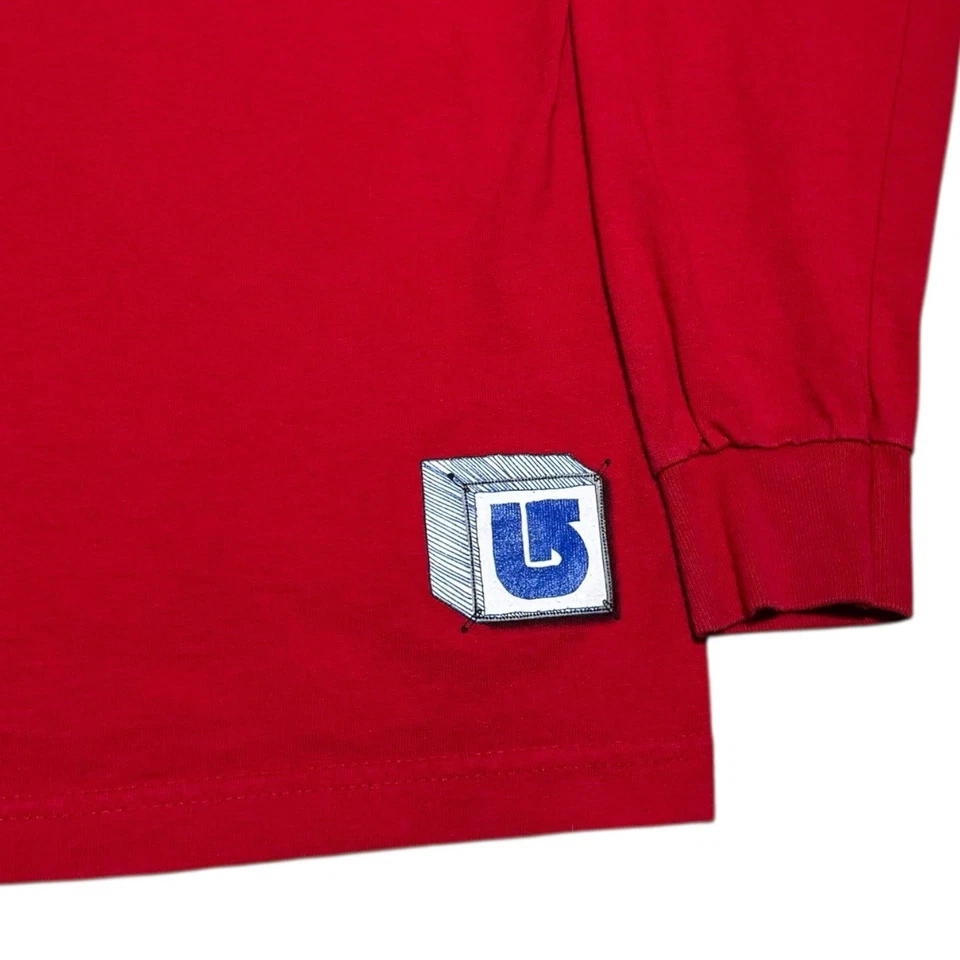 Винтажная футболка 2000-х с логотипом Burton Square красная с длинным рукавом молодежная большая - Изображение 4 из 4