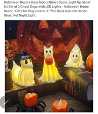 Halloween Decorations Indoor,Ghost Decor, Light Up Ghost kit Set of 3 Ghost Dogs