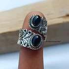 Handmade Black Onyx Ring, Sterling Silver Filigree Wrap Band Ring  All Size