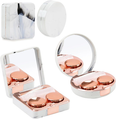 Contact Lens Case, 2 Pack Cute Portable Eye Contacts Travel Box with Mirror Colo