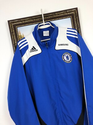 Vintage Adidas Chelsea Football Jacket Soccer Track Top Blue Mens