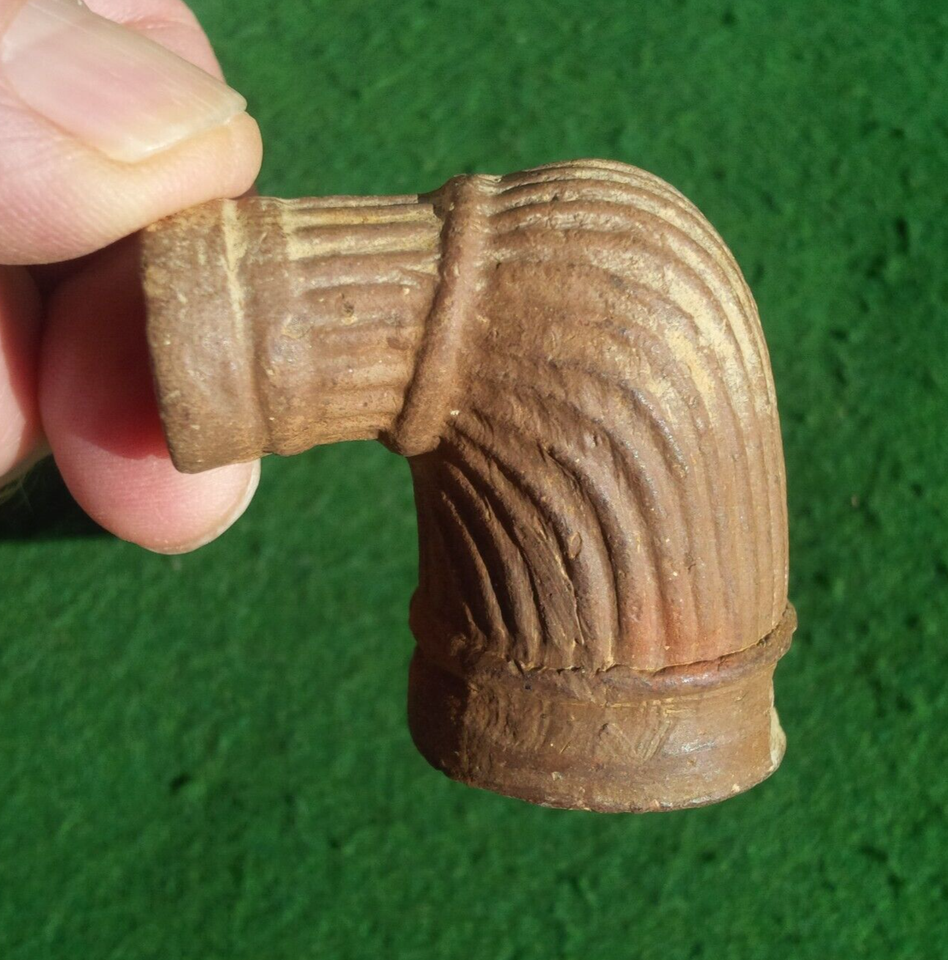21/4" PAMPLIN CLAY TRADE PIPE ANTIQUE CLAY PIPE ARROWHEAD PAMPLIN PIPE