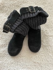 Authentic UGG Cambridge Knit Women  s 6 Black Suede Boots Style1003175