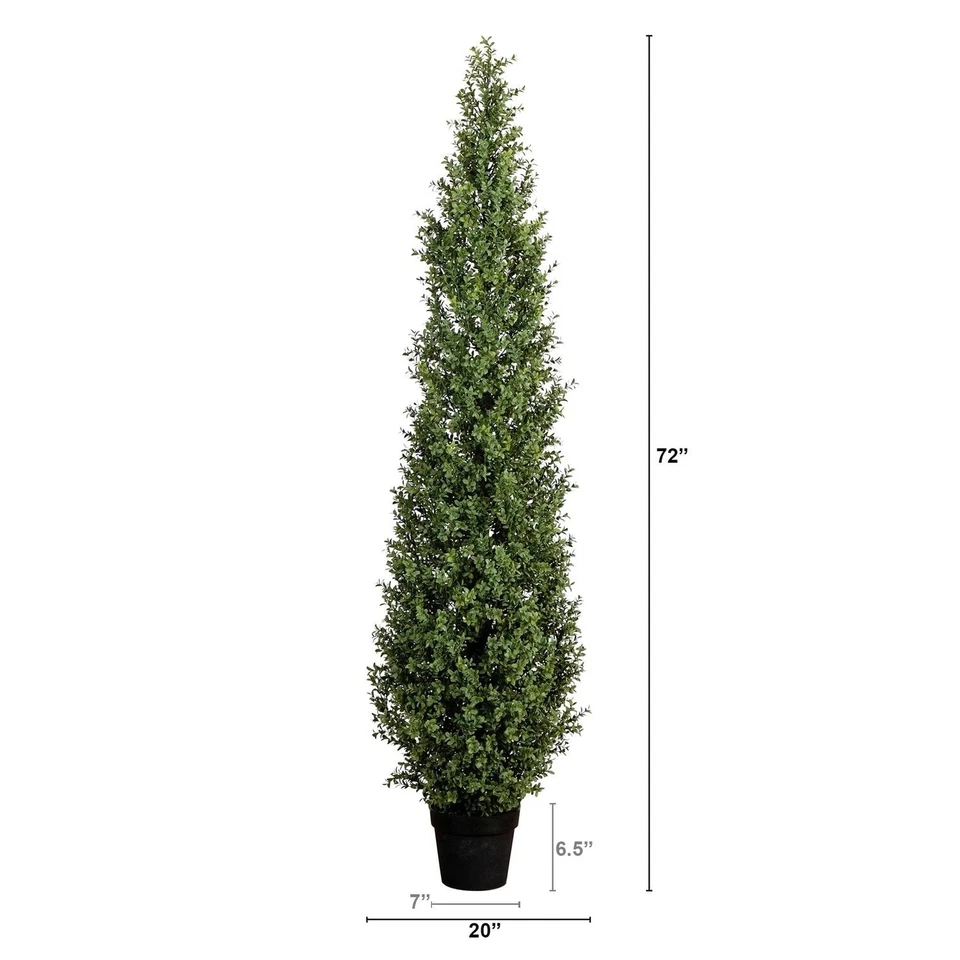 Árbol topiario artificial resistente a los rayos UV de boj de 6’ (interior/exterior). Venta al por menor $174 Foto 4 de 4