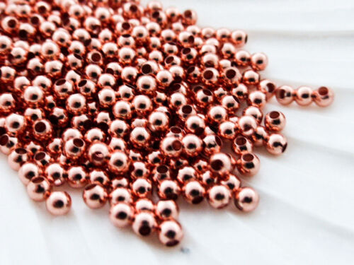 100 x 3 mm perline distanziatrici rotonde oro rosa ottone, forniture, perline reperti (MB79) - Foto 1 di 1